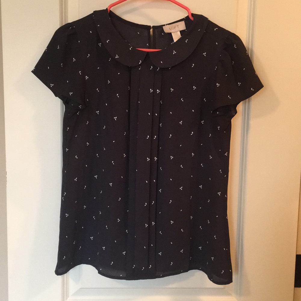 LOFT navy collared blouse